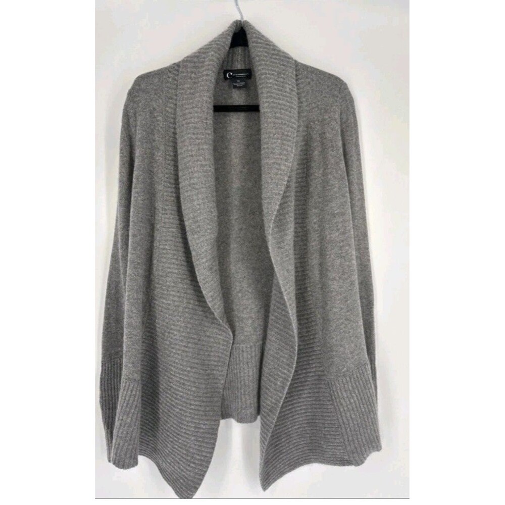 C By Bloomingdale’s Cashmere 2-Ply Soft Open Front Cardigan Size SMALL Gray